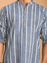 Men's White And Blue Striped Cotton Kurta